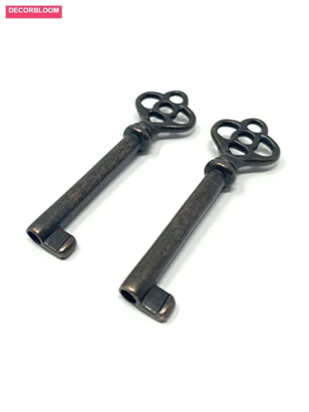 Antique Brass Hollow Barrel Skeleton Key Set for Doors Cabinets Clocks